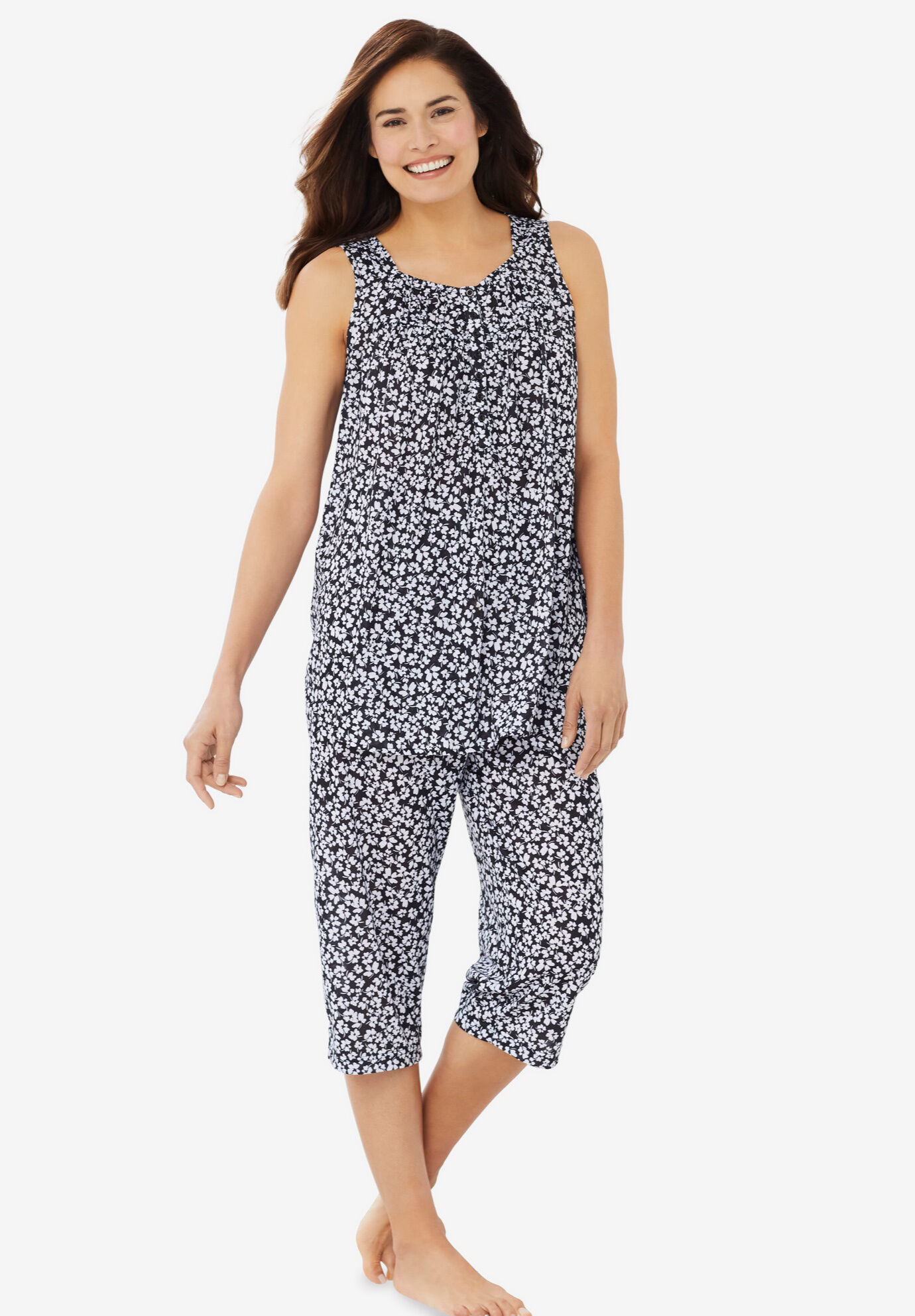 Womens Plus Size 2-Piece Capri Pajamas Dreams & Co